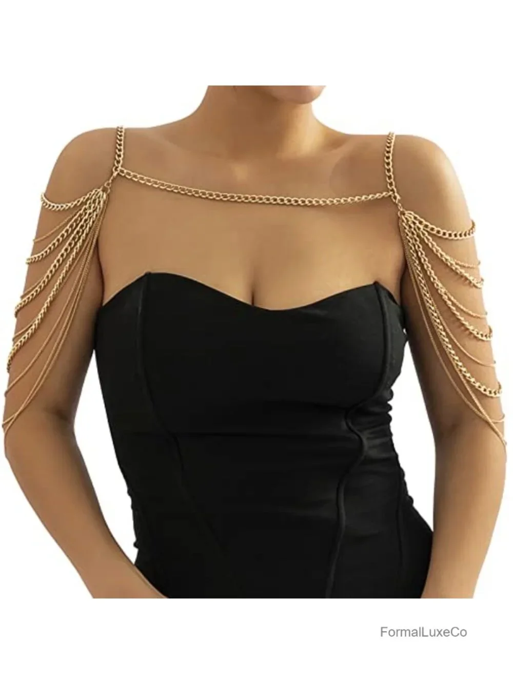 Punk Multi-Layered Body Chain Shoulder Necklace Back Chain Summer Beach Jewelry
